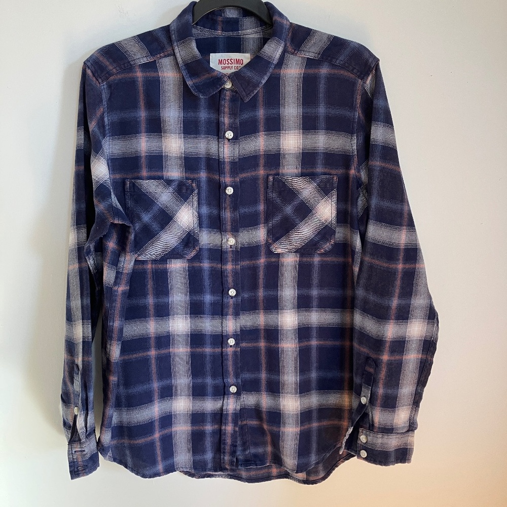 Mossimo flannel blue w/cream plaid - size L